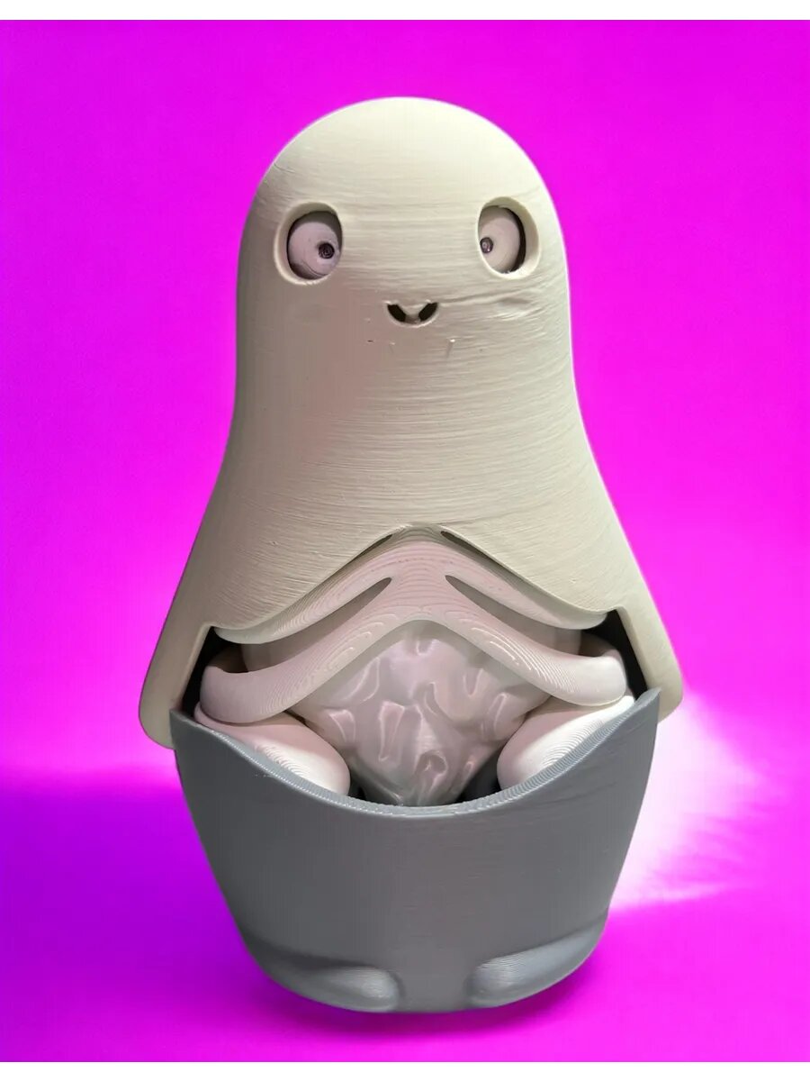 Матрешка - Muerta уникальная 13 см 10 элементов скелет сердце фигурка — фото 1