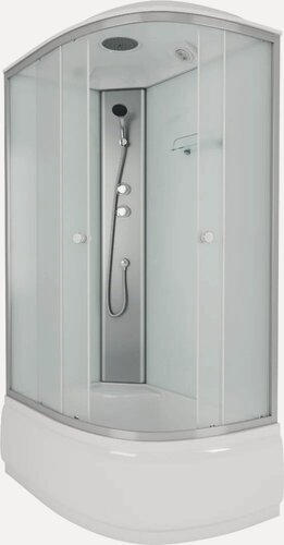 Изображение товара Душевая кабина Niagara Eco E120/80/40L/MT стеклянная, 120x80, высокий поддон, с сиденьем, закрытая (с крышей), с матовым стеклом, без гидромассажа, с вентиляцией, с функцией тропический душ