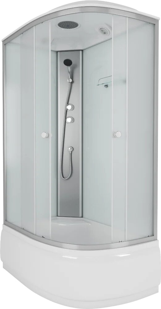 Душевая кабина Niagara Eco E120/80/40L/MT стеклянная 120x80 высокий поддон с сиденьем закрытая (с крышей) с матовым стеклом без гидромассажа с вентиляцией с функцией тропический душ