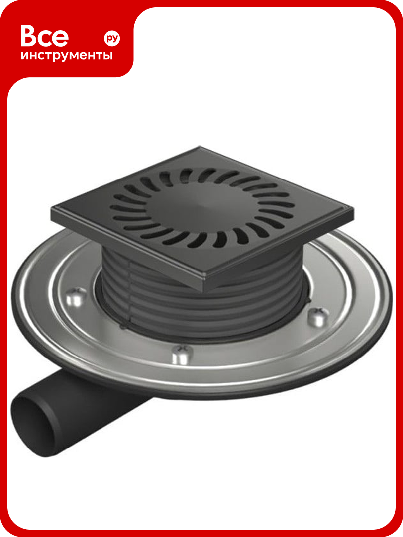 Душевой трап Paini с решеткой 125x125 мм  черный матовый 32801