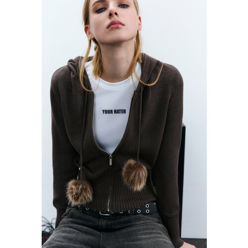 фото Кардиган befree young casual, размер s, шоколадный