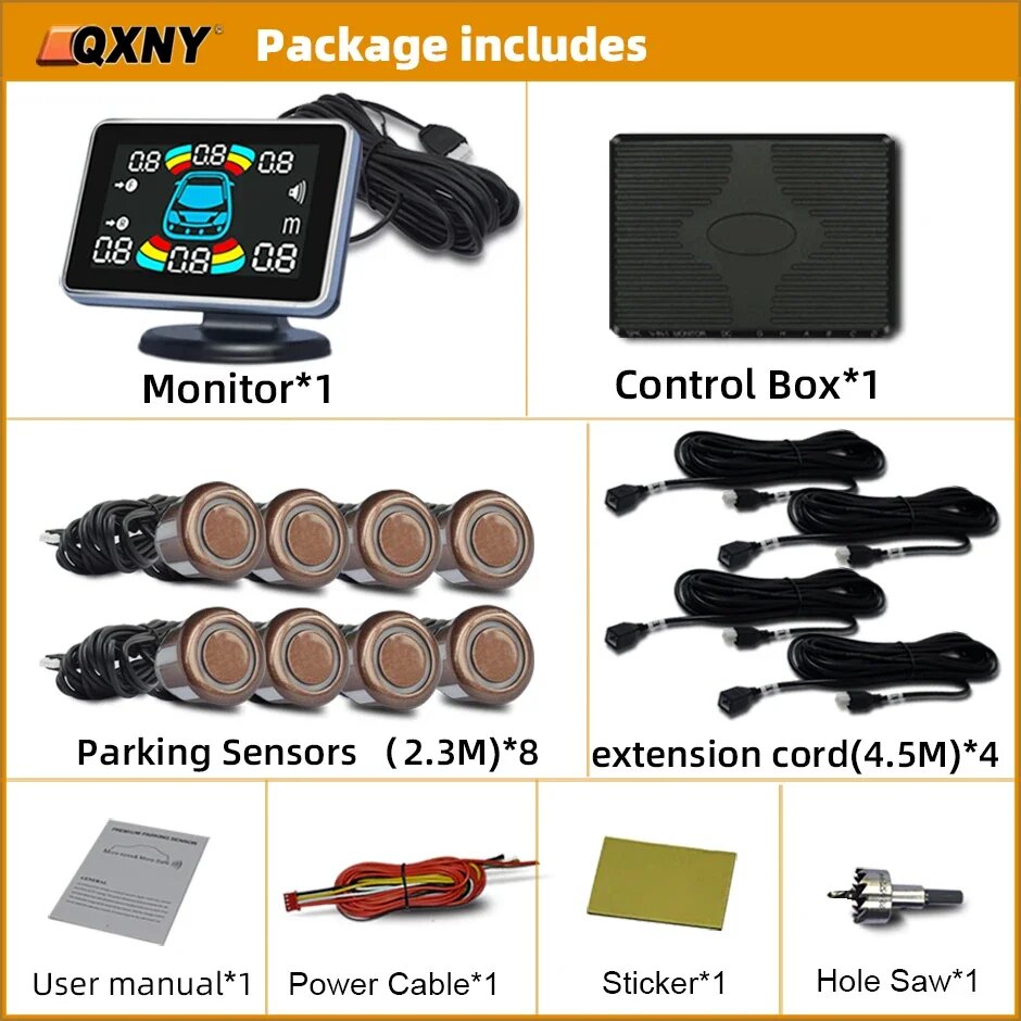 Система парктроники Парктроник Датчик заднего хода для авто с 8 датчиками парковки радар заднего хода для автомобиля электроника детектор заднего хода вспомогательный комплект зуммера датчиков перед / зад Brown