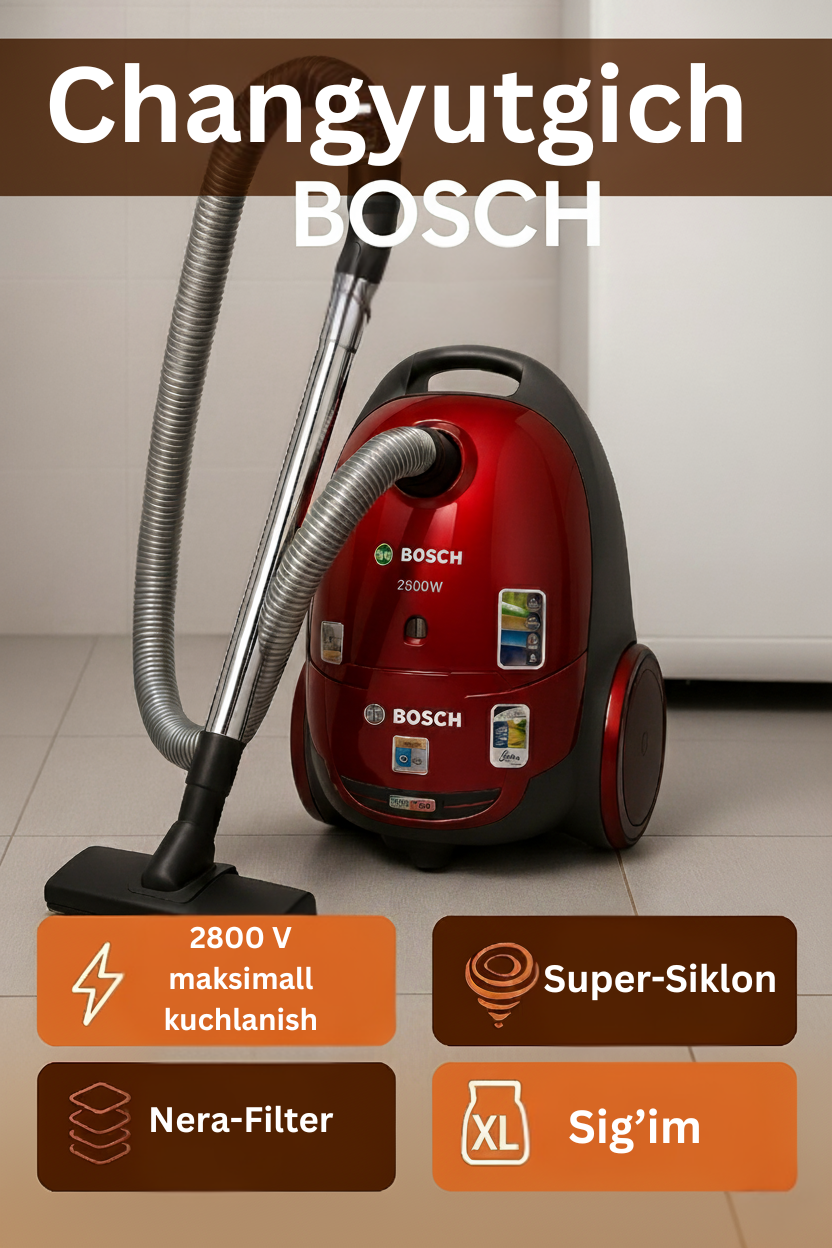 Пылесос BOSCH MX-001, 3000W, циклонный фильтр, контейнер 4 л — фото 1