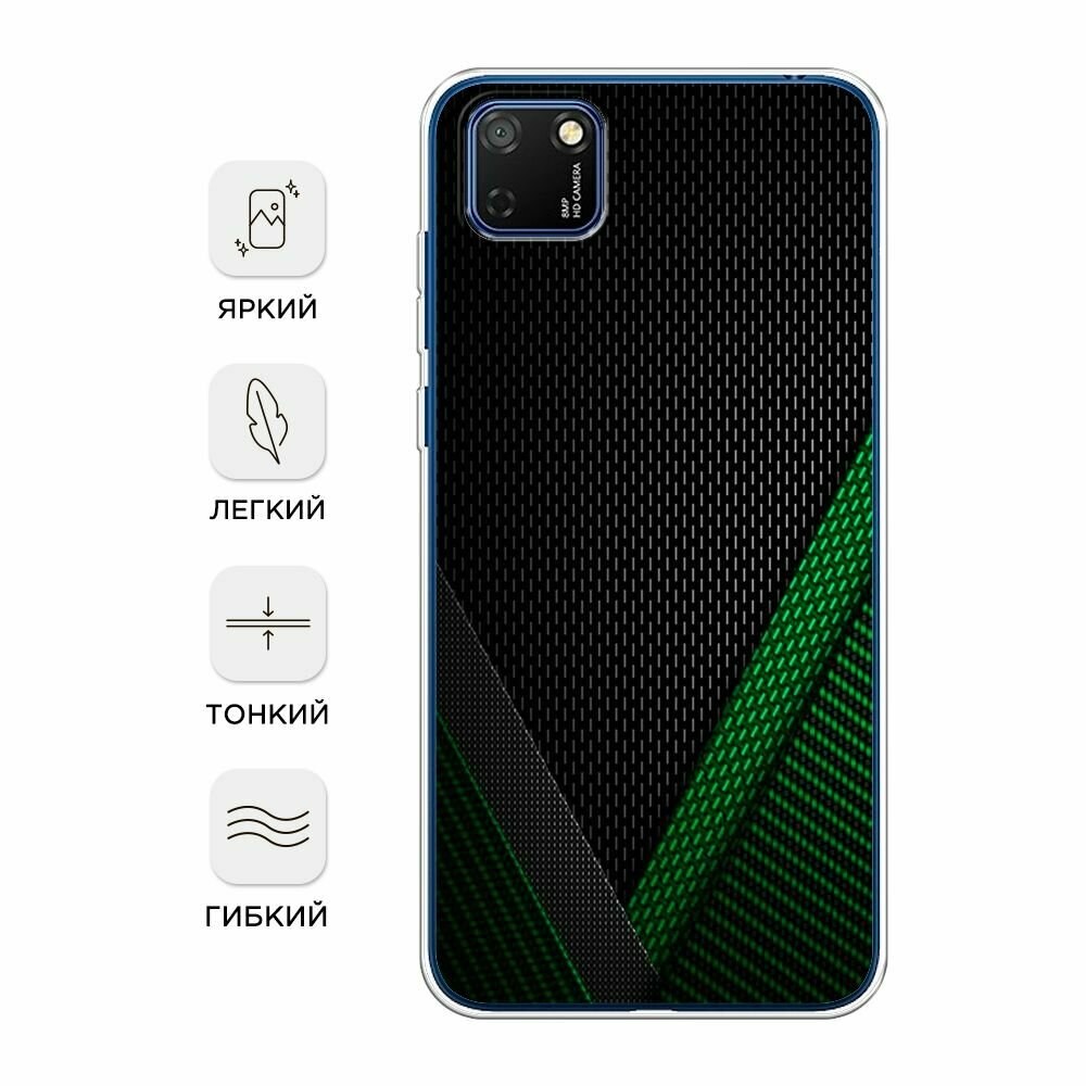 Чехол на Honor 9S/Huawei Y5p / Хонор 9S/Хуавей Y5p с принтом "Зеленый карбон" — фото 1