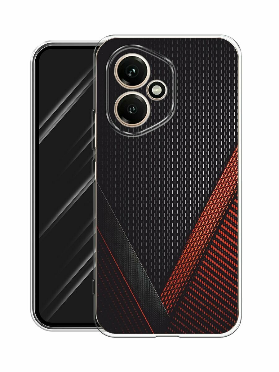 Силиконовый чехол на Honor 400 / Хонор 400 с принтом "Красный карбон" — фото 1