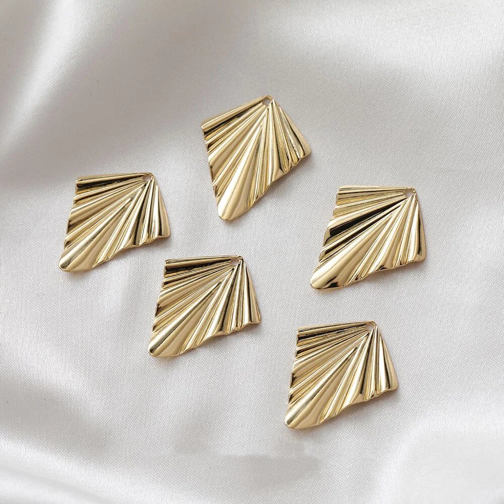 Комплект из 10 латунных листочков для кулонов, золотистого цвета 14k gold