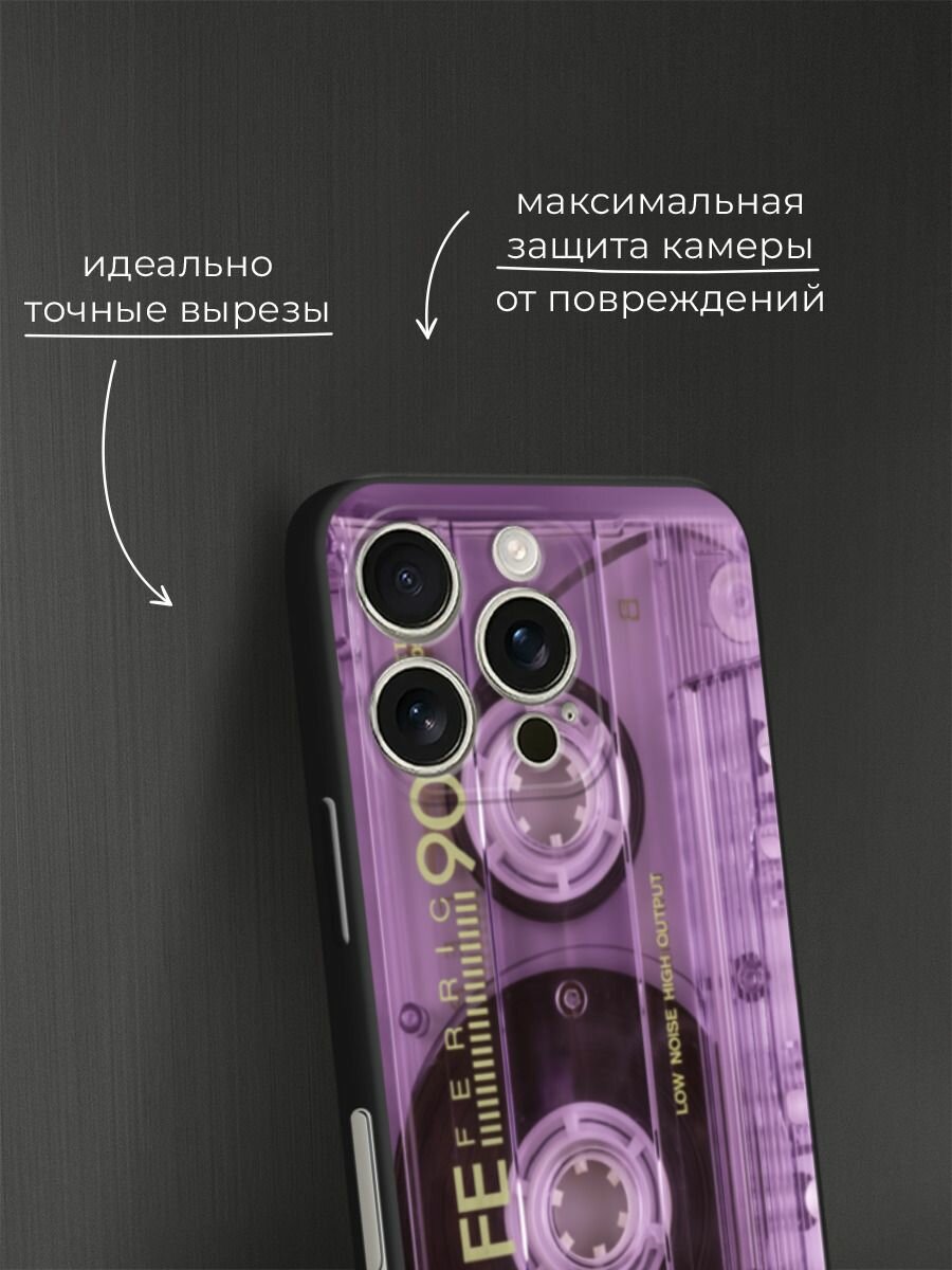 Черный матовый чехол на Apple iPhone 16 Pro / Айфон 16 Про с принтом "Кассета фото" — фото 1