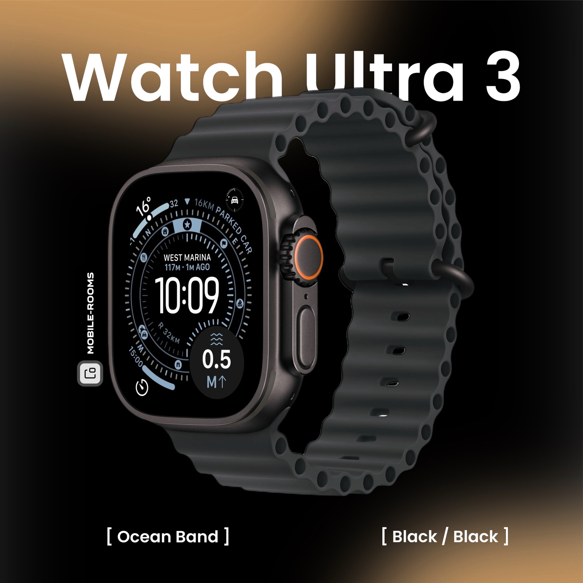 Смарт-часы Apple Watch Ultra 3 49mm Black Titanium Case with Black Ocean Band