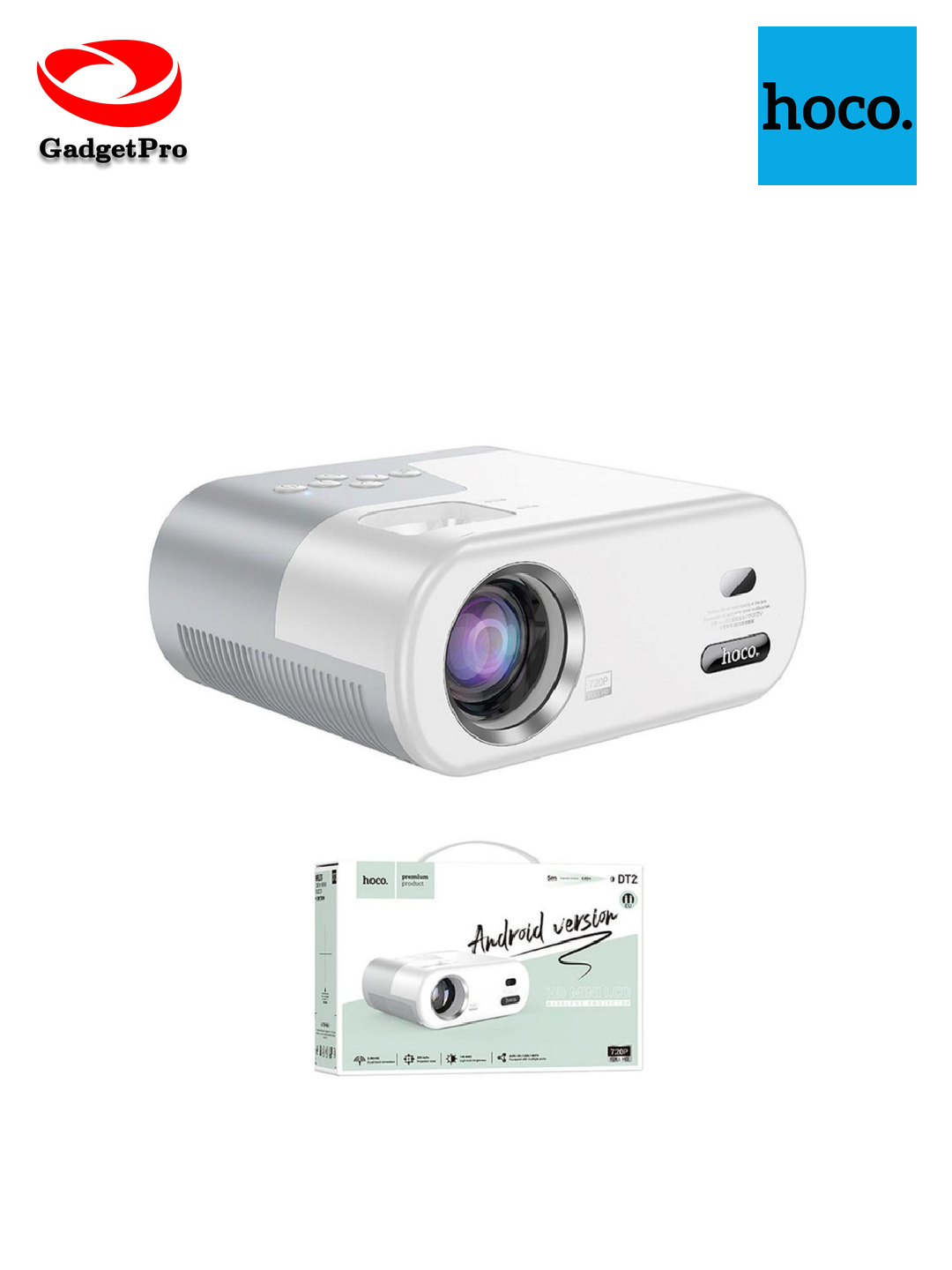 Hoco DT2 Smart Projector - портативный LED проектор для дома, современный дизайн, яркое изображение.