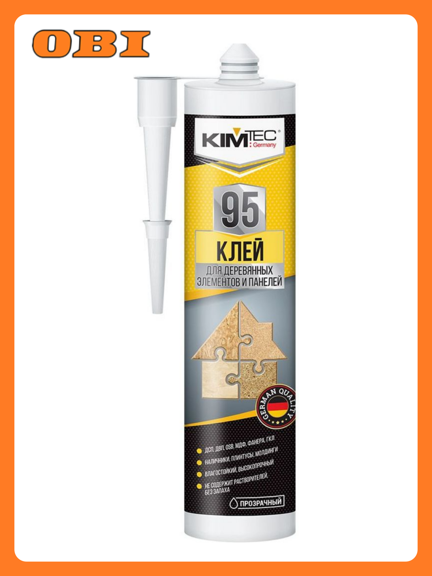 Монтажный клей KIM TEC 95 для деревянных элементов и панелей прозрачный 280 мл