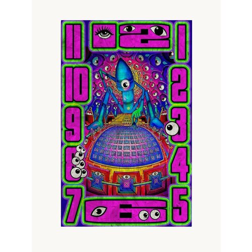 Настенные бесшумные часы ОСП абстракционизм (хиппи арт, психоделика, глаза, лица) - 197