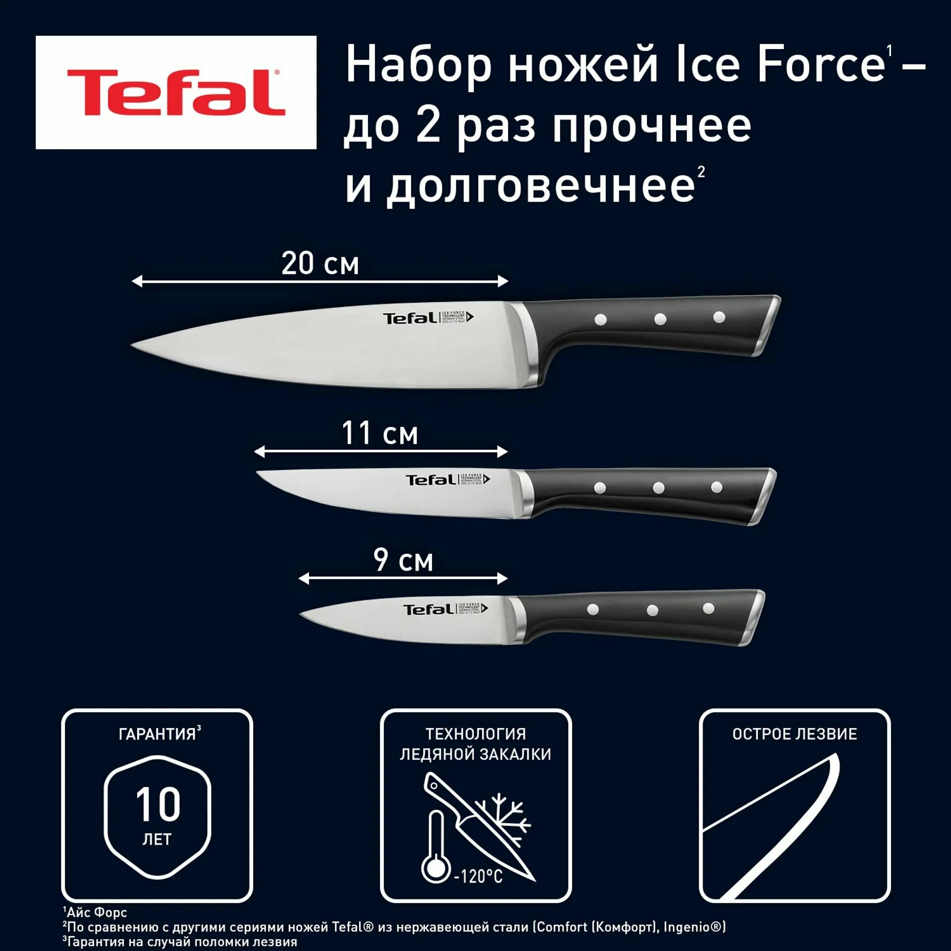 Набор ножей Tefal Ice Force 3 предмета