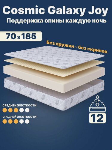 Изображение товара Матрас 70х185 беспружинный детский анатомический в кроватку, Cosmic Galaxy Joy, средне-жесткий 12 см