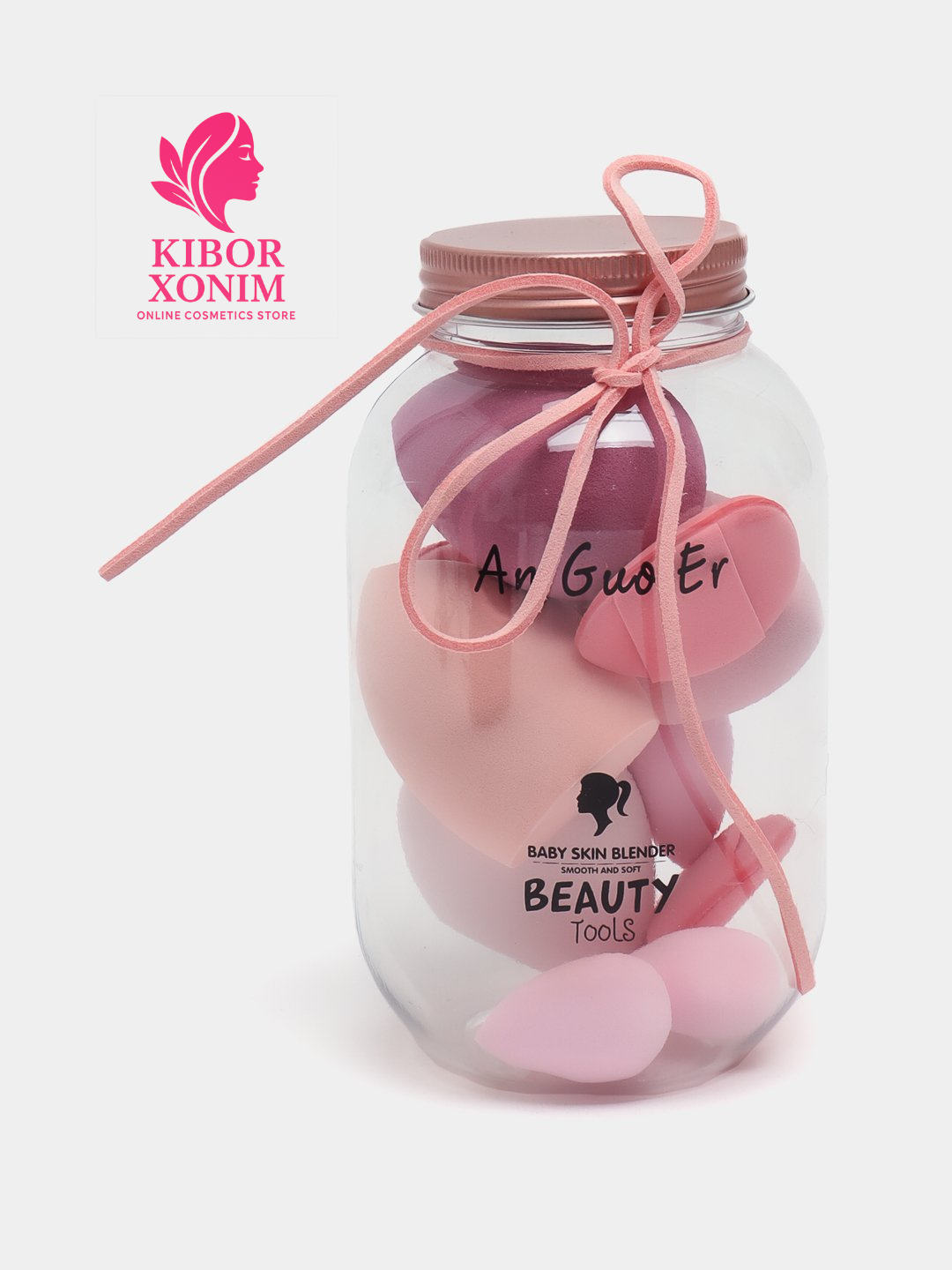 Набор профессиональных косметических спонжей для макияжа, в баночке – 10 штук