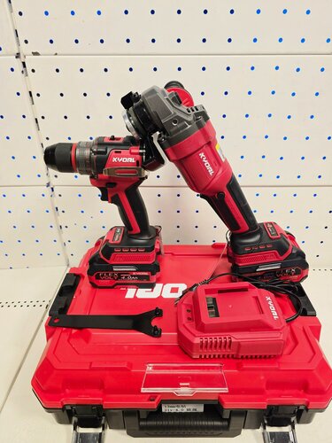 Изображение товара Аккумуляторный комбо-набор Kyoal 01-125+6065, ушм-болгарка +дрель-шуруповерт, 21В, 2x4Ач, кейс