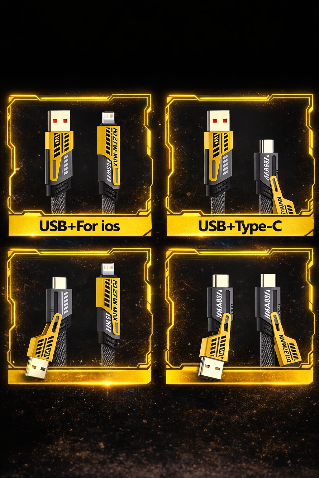 Кабель 4 в 1, для iPhone 4, Redmi, Samsung, Type C, Lightning, Type C to Type C — фото 1