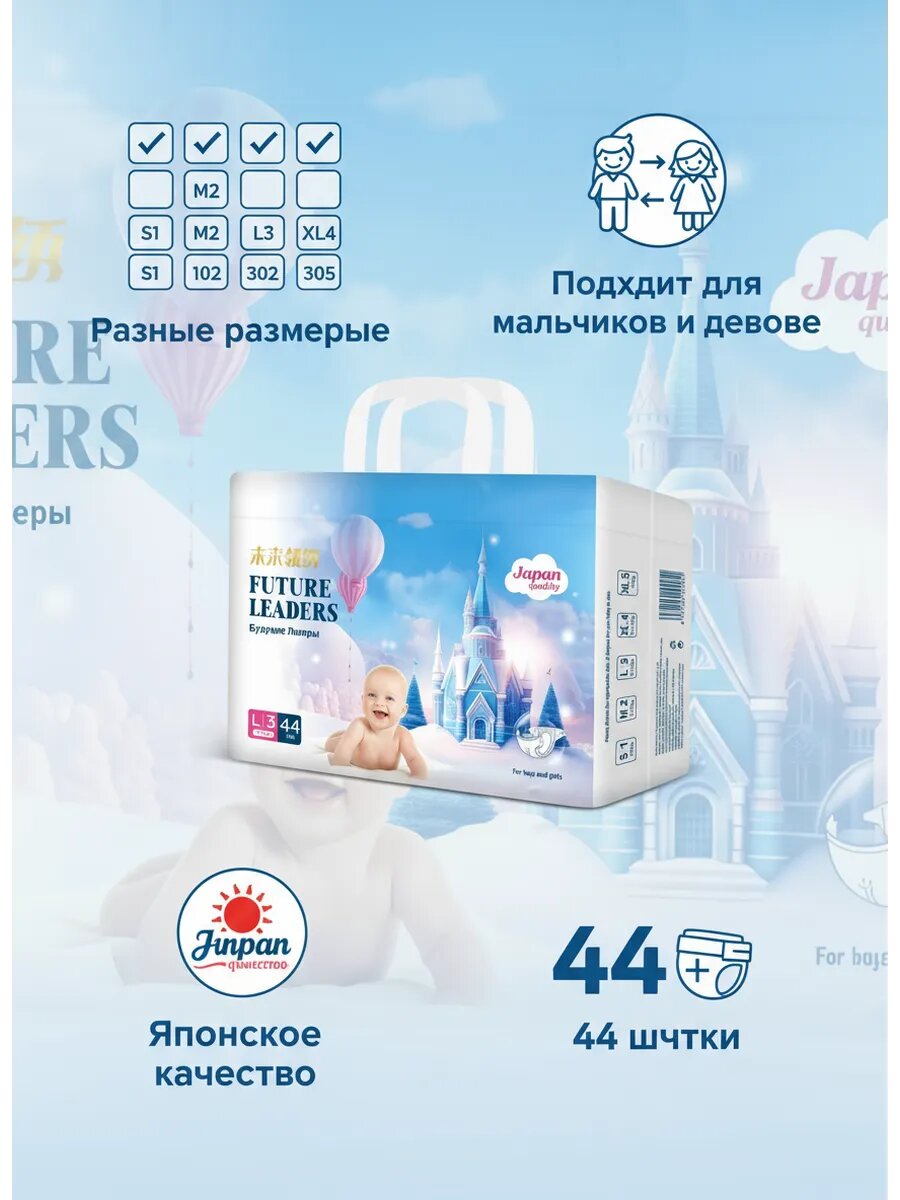 Подгузники для новорожденных Future Leader на липучках Future Leader — фото 1