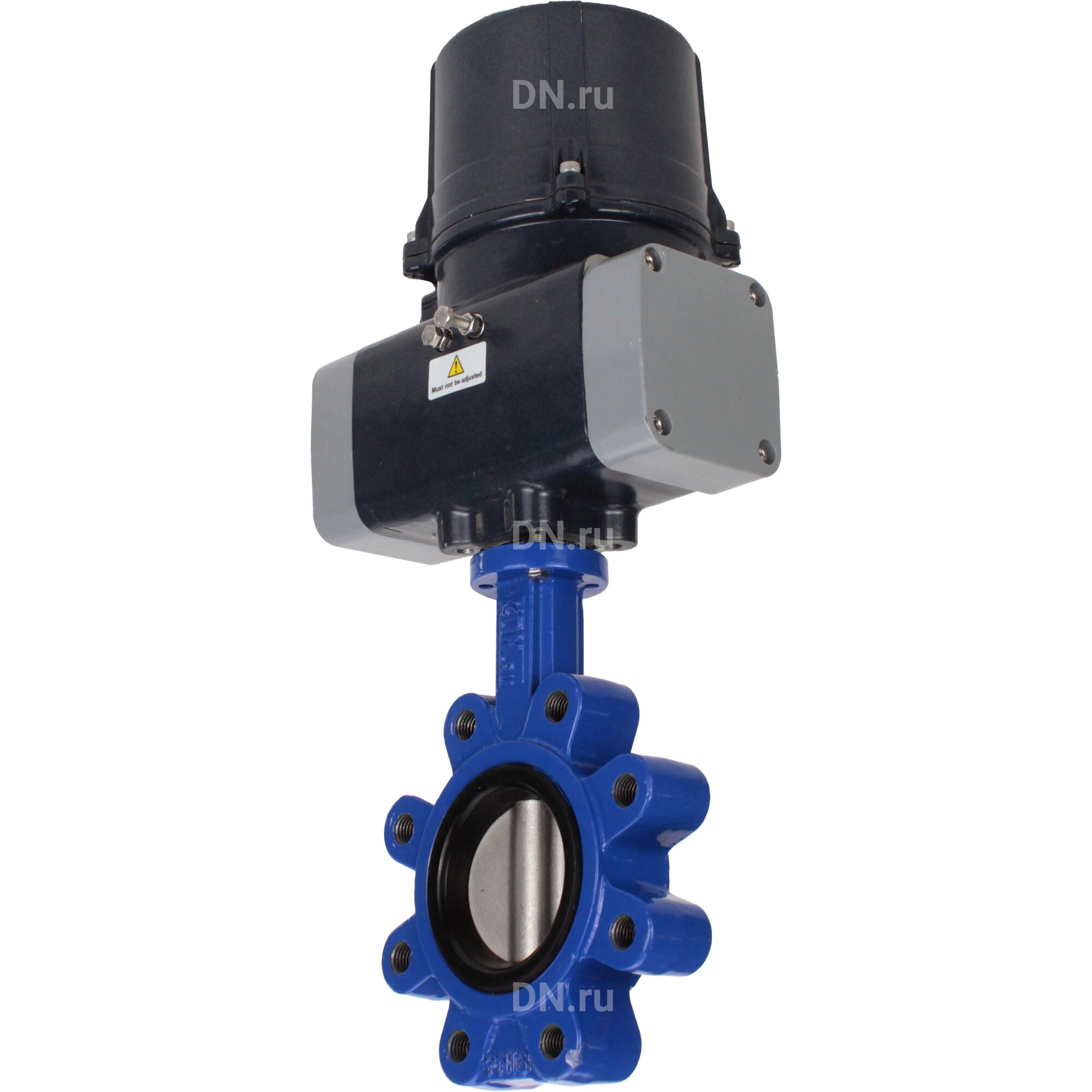 Затвор дисковый поворотный DN.ru QT450-304-NBR-2W-Fb-H Ду80 Ру16 LUG межфланцевый, корпус - чугун QT450, диск - нержавеющая сталь AISI 304, уплотнение - NBR, с электроприводом четвертьоборотным DN. ru ЭПВП-005 220В с пружинным возвратом