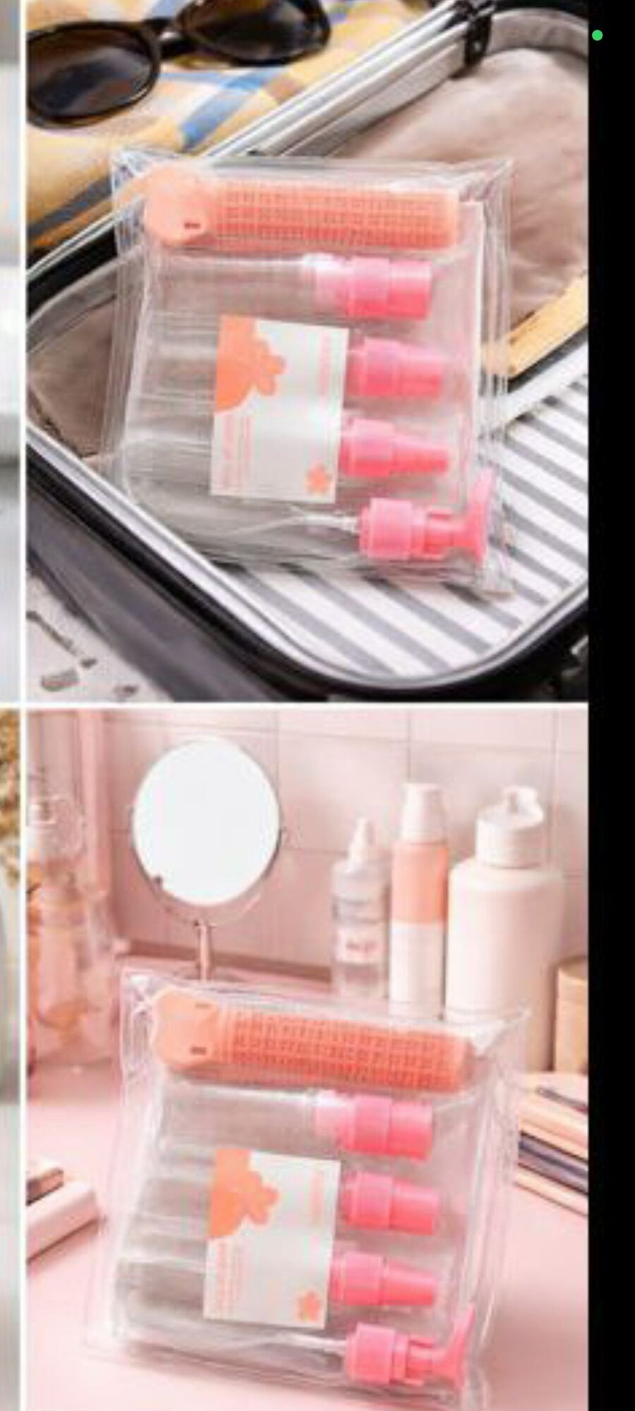 Дорожный набор флаконов, для косметики, с бигудями (или заколка), прозрачный пластик