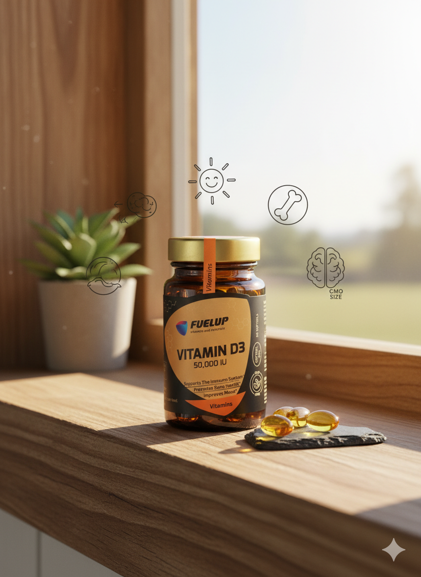 FuelUp Vitamin D3 50 000 IU the immune system 50 softgel, ФуелУП Д3