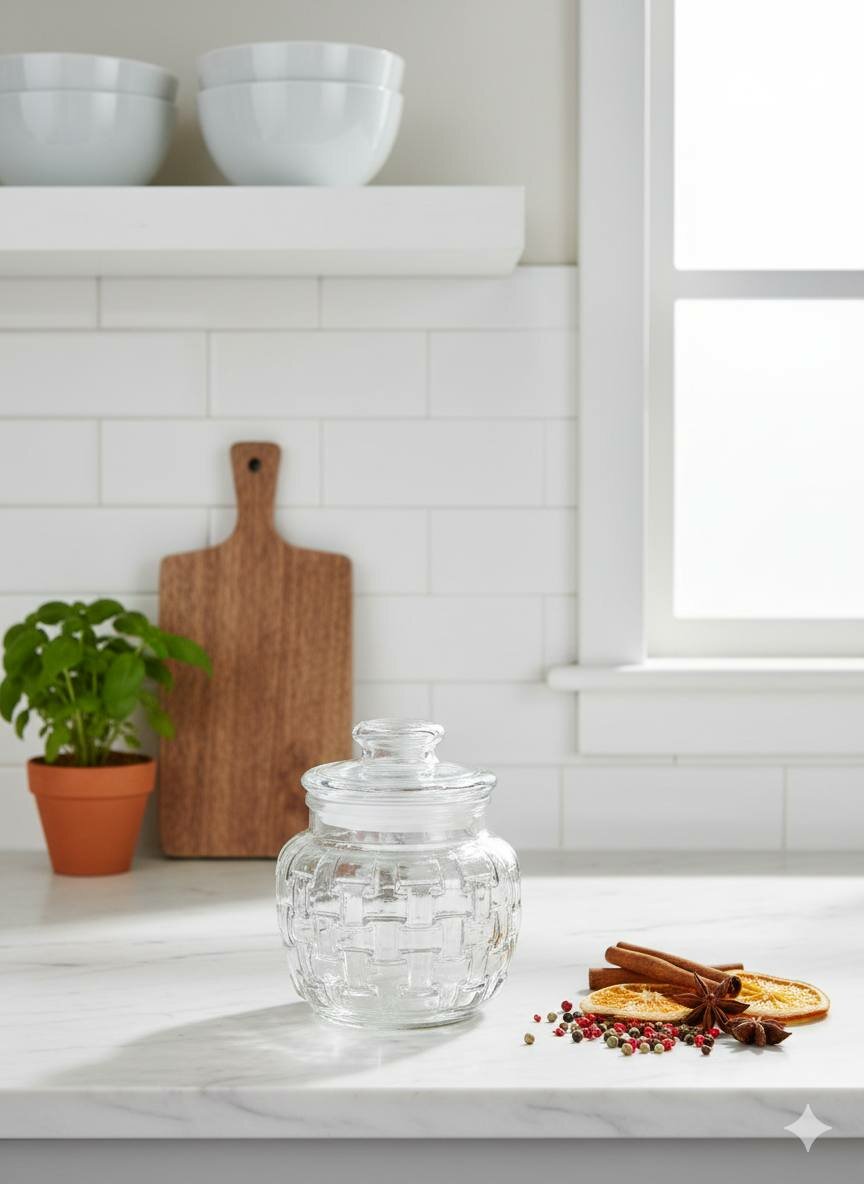 Стеклянная банка для хранения продуктов из плотного прозрачного стекла с крышкой, объём 700 мл (X-GL1BS)