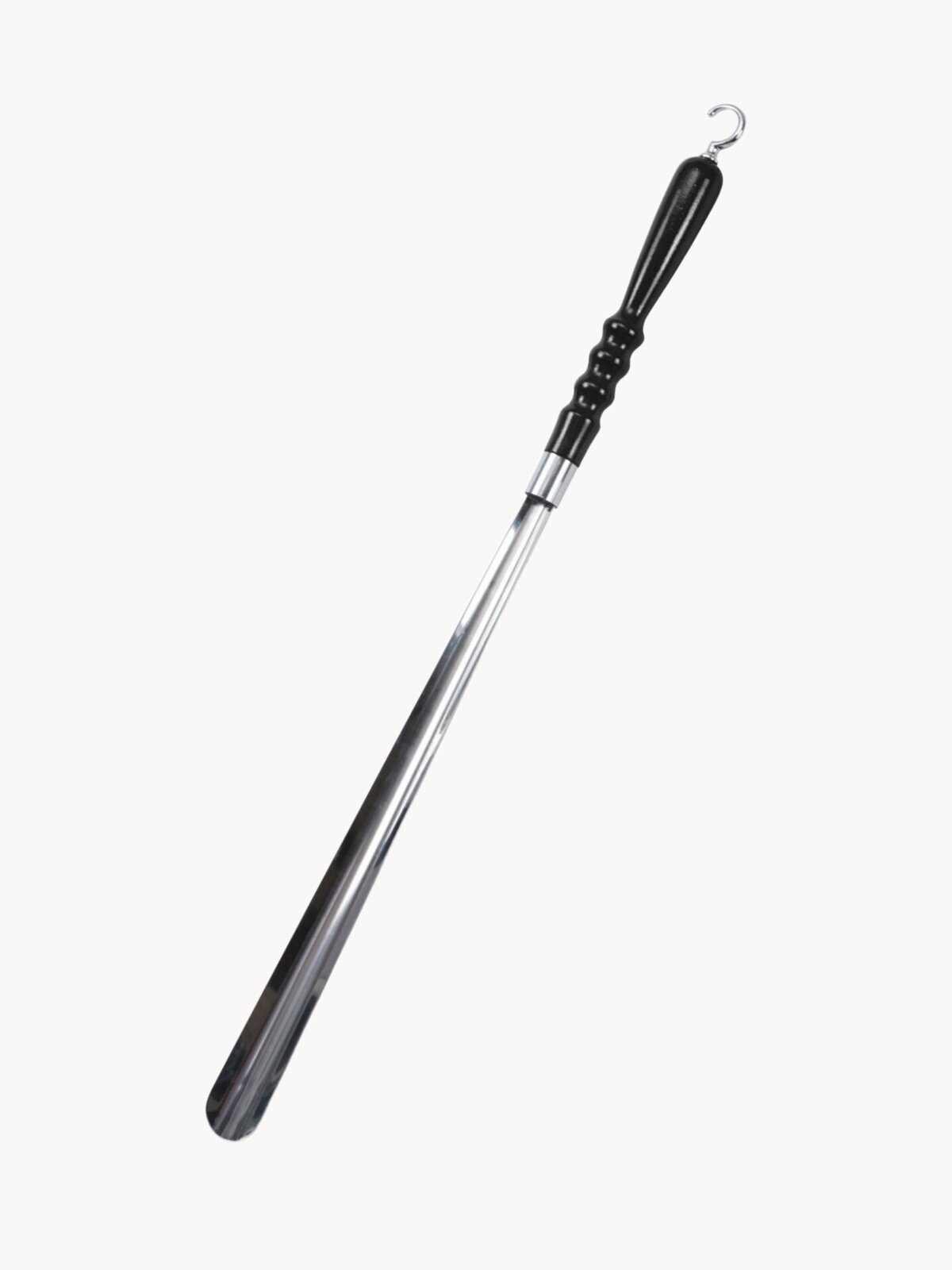 Рожок для обуви обувная ложка с деревянной ручкой, черный 73 см