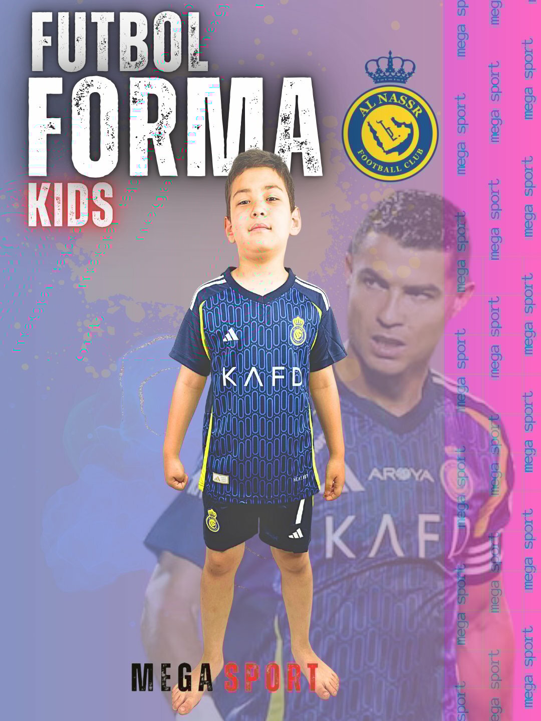 Детский футбольный комплект футболки Al-Nassr, Криштиану Роналду №7 — фото 1