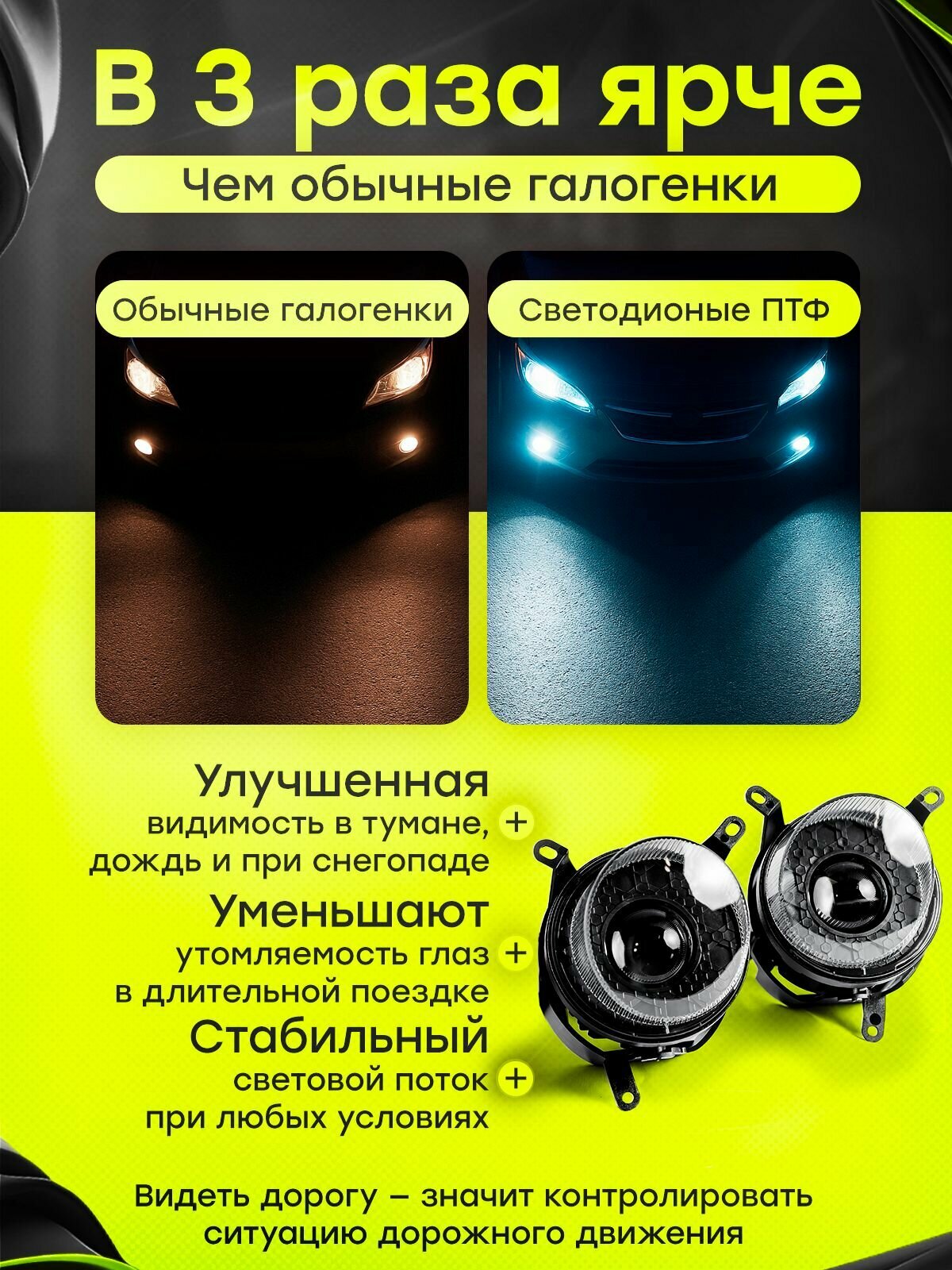 LED Противотуманные фары с линзой линзованные на митсубиси лансер 10 дорест — фото 1