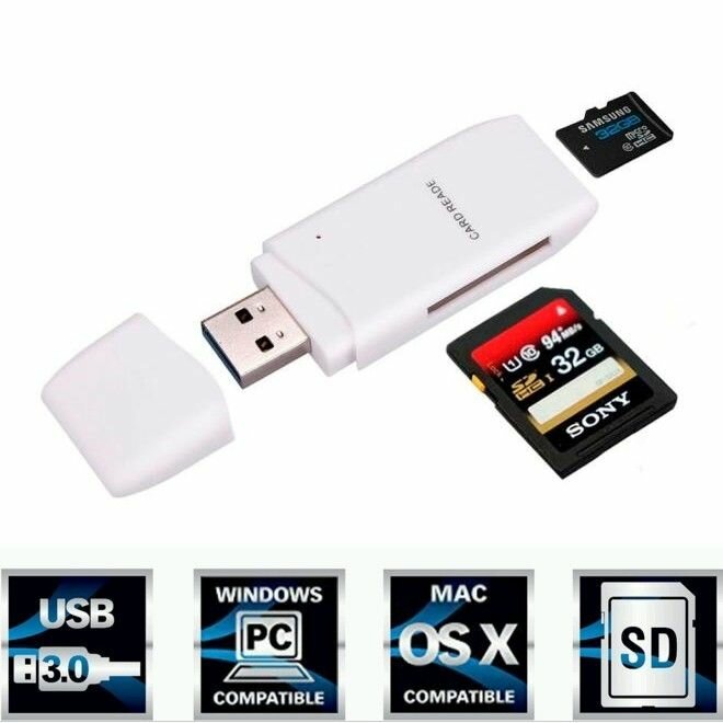 Картридер USB 3.0 SDHC/SDXC/microSD/T-Flash (ORIENT CR-017W)