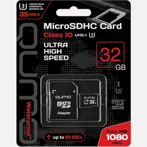 Изображение товара Карта памяти Qumo MicroSDHC 32Gb Сlass 10 UHS-I + ADP (QM32GMICSDHC10U3)
