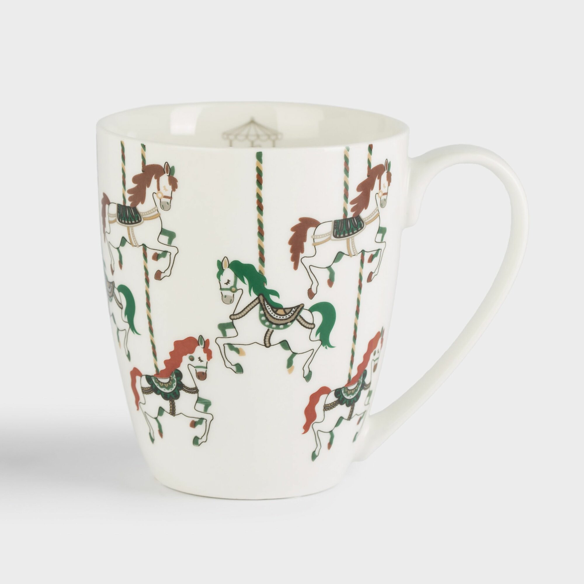 Кружка 320 мл фарфор N белая Лошадки на карусели Horse carousel