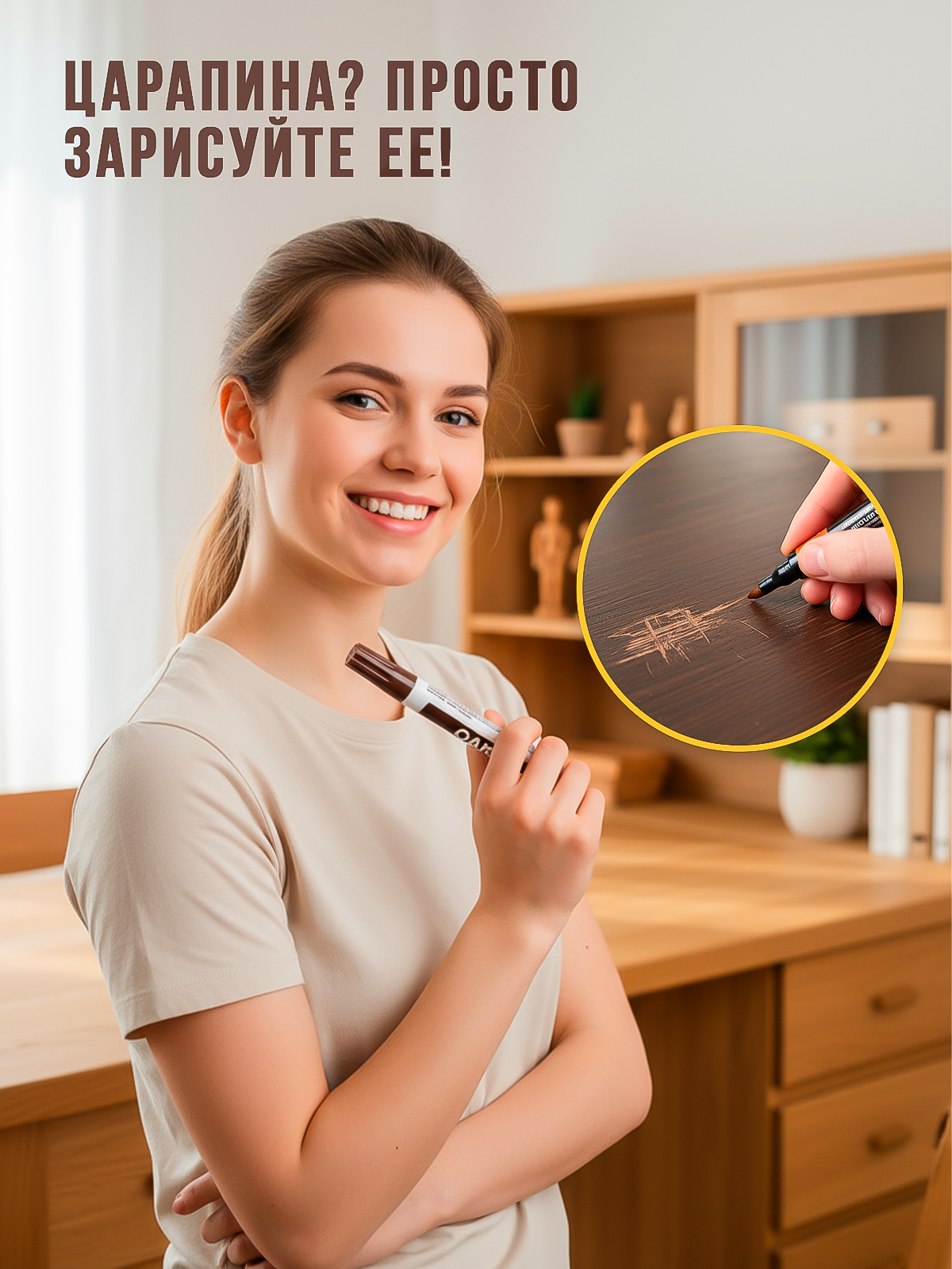 Маркер для реставрации мебели Professional Materials, водостойкий, без запаха, 3 шт. — фото 1