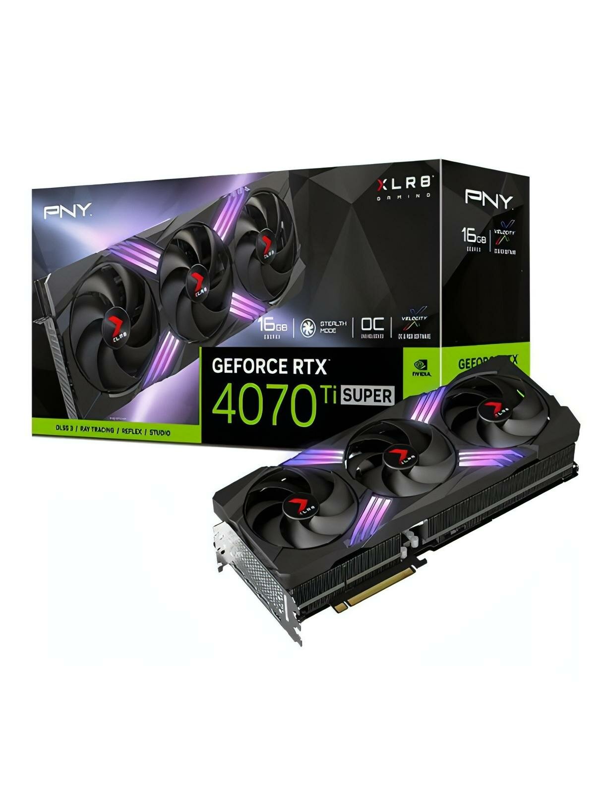 Видеокарта PNY RTX 4070Ti SUPER 16GB XLR8 Gaming VERTO Tr Fan OC (VCG4070TS16TFXXPB1-O)