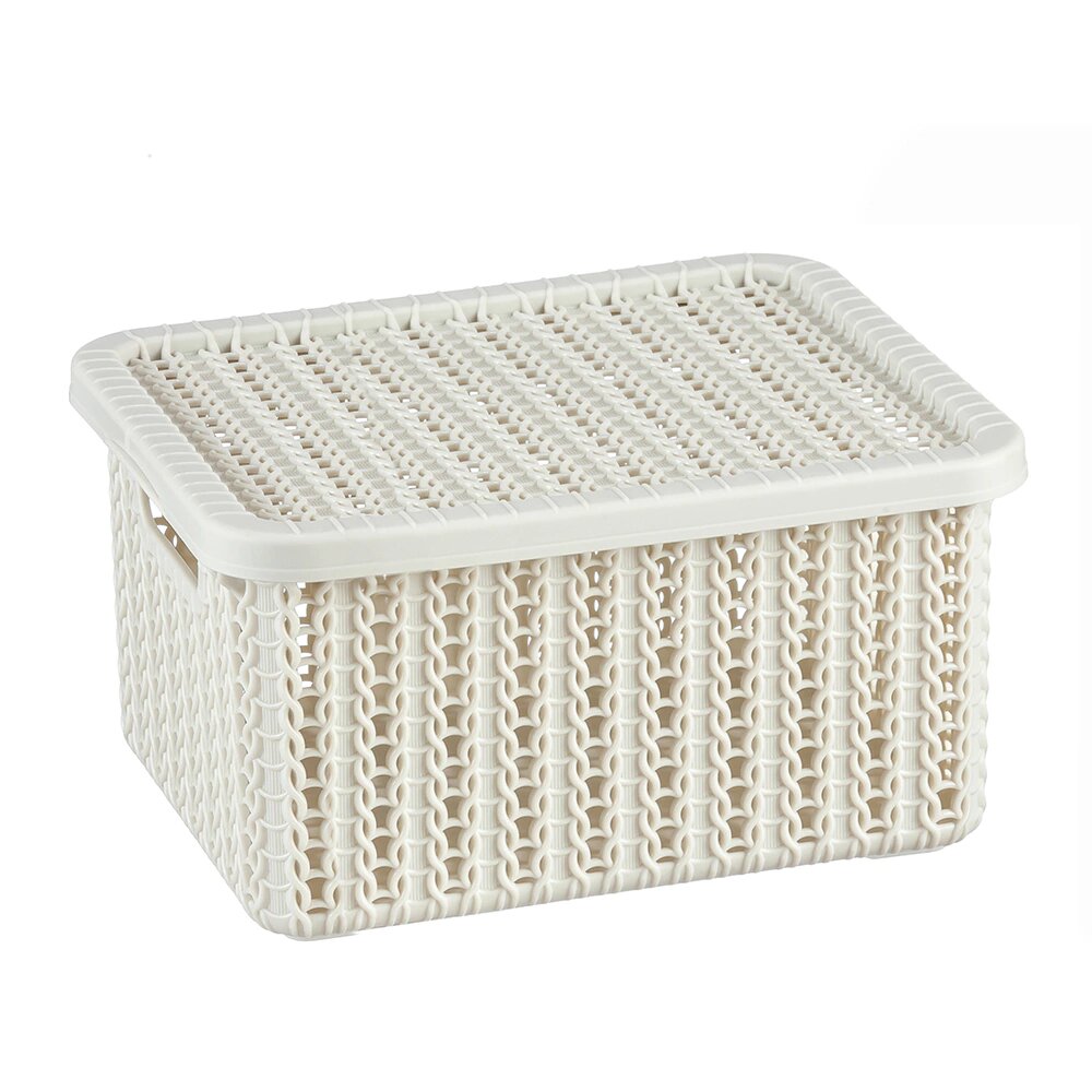 Корзина для хранения IDEA Вязание с крышкой 195x125x35 см 6 л белая