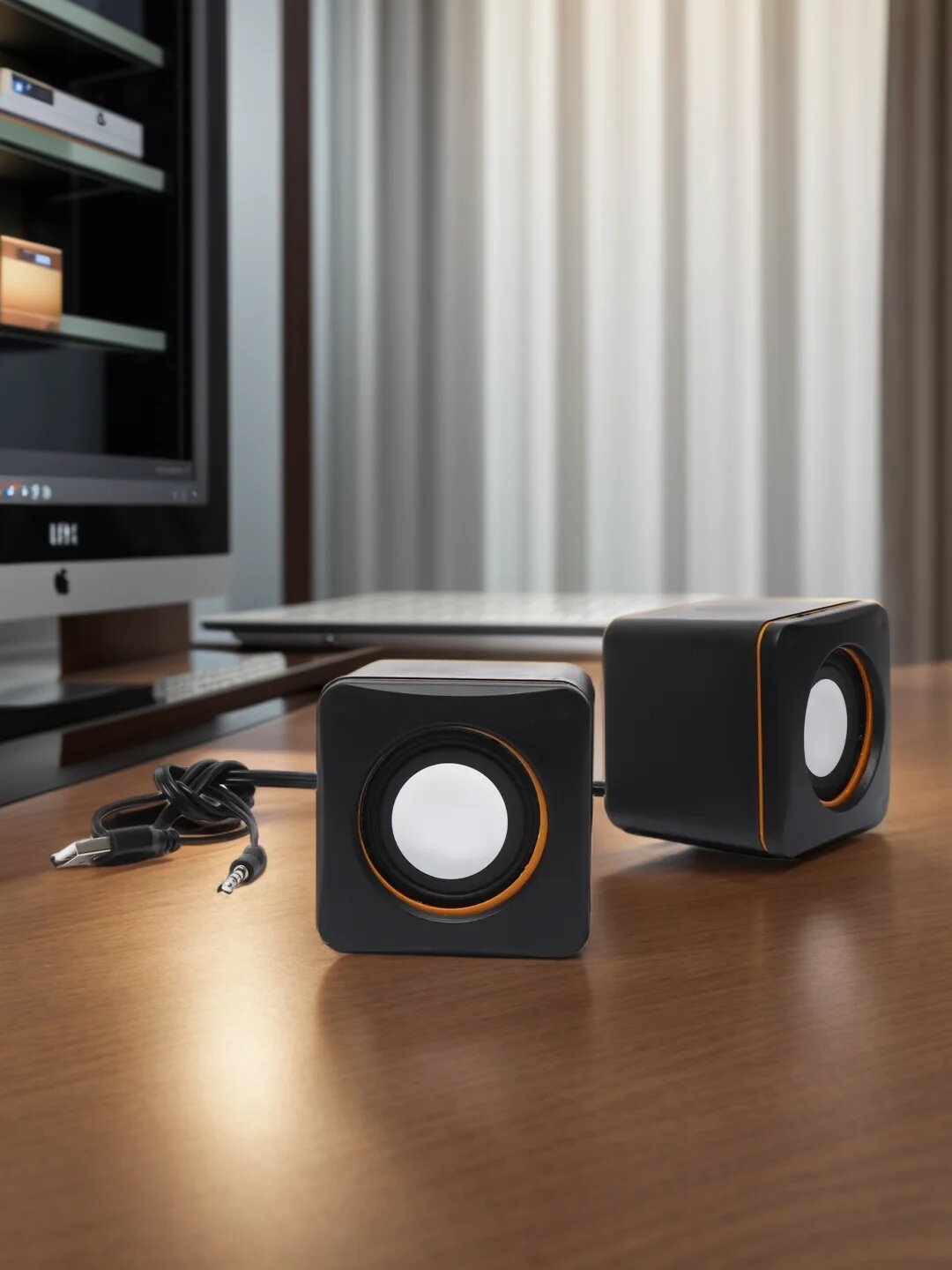 Динамик Mini Cube, проводной, двухдорожечный, стереозвук, 3,5мм — фото 1