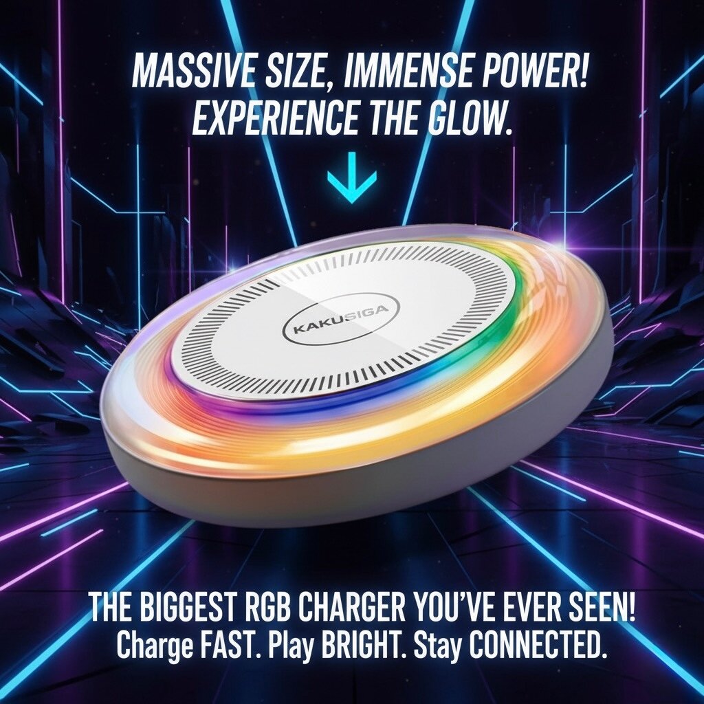 Беспроводное зарядное устройство KAKUSIGA, 15Вт, RGB-подсветка