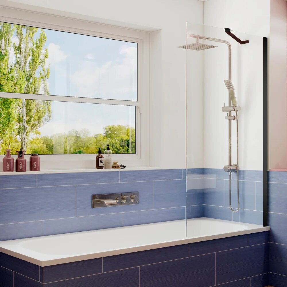 Шторка на ванну Ambassador Bath Screens 16041206 70 см стеклянная черная неподвижная прозрачная