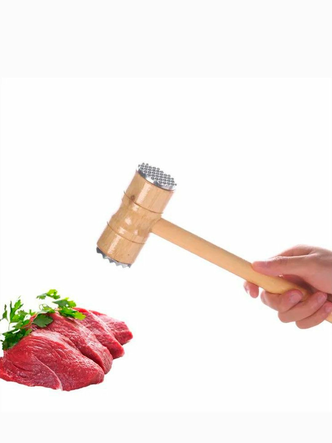 Двухсторонний молоток для отбивания мяса из прочного металла с удобной ручкой — фото 1