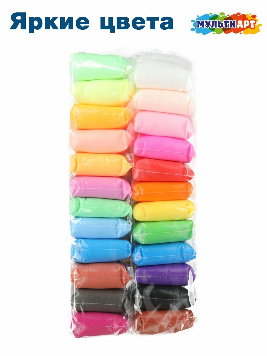 Пластилин легкий 24 цвета Чебурашка Мульти Арт / набор для лепки для детей — фото 1