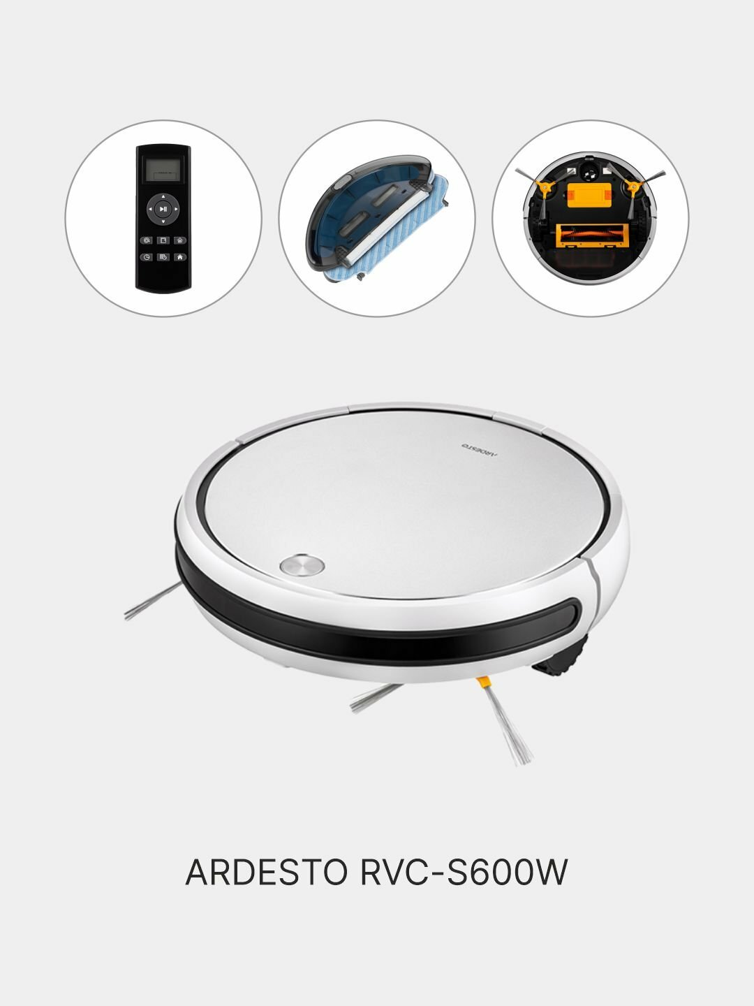 Робот-пылесос Ardesto RVCS600W, дисплей, инфракрасные датчики, влажная уборка