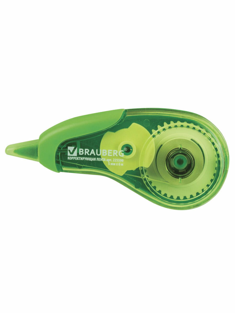Корректирующая лента/корректор/шрих/замазка Brauberg Design One, 5 мм х 6 м, зеленый корпус, 225590