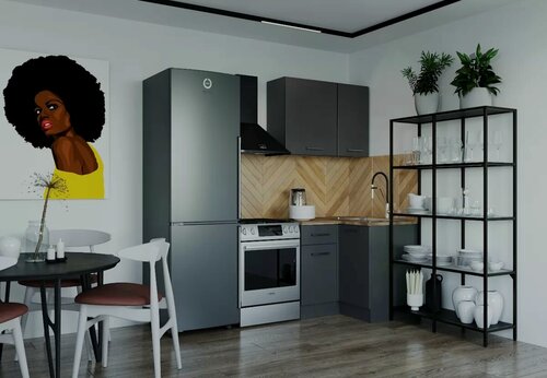 Изображение товара Кухонный гарнитур Sanvut угловой Антрацит 1000х1000 столешница 38 мм, каркас ЛДСП, фасад ЛДСП, Антрацит