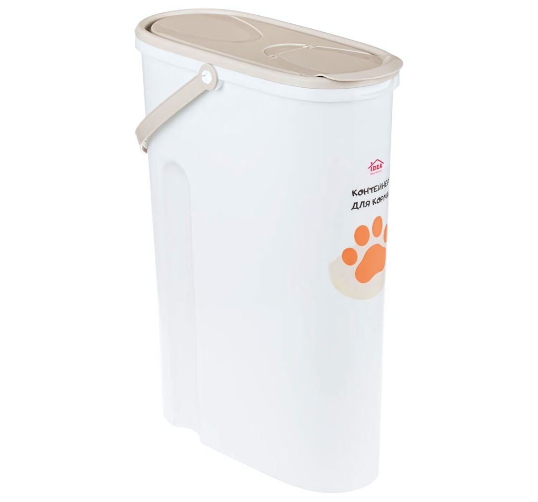 Контейнер для корма 5л бежевый герметичный пластик для собак и кошек