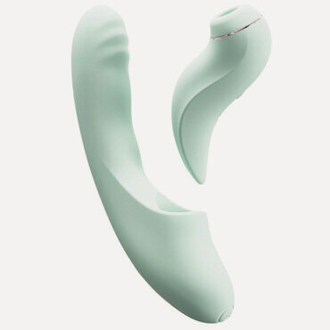 Изображение товара 73149 Двойной вибратор BeYourLover Fatima, мятный. С возвратно-поступательными движениями и вакуумом
