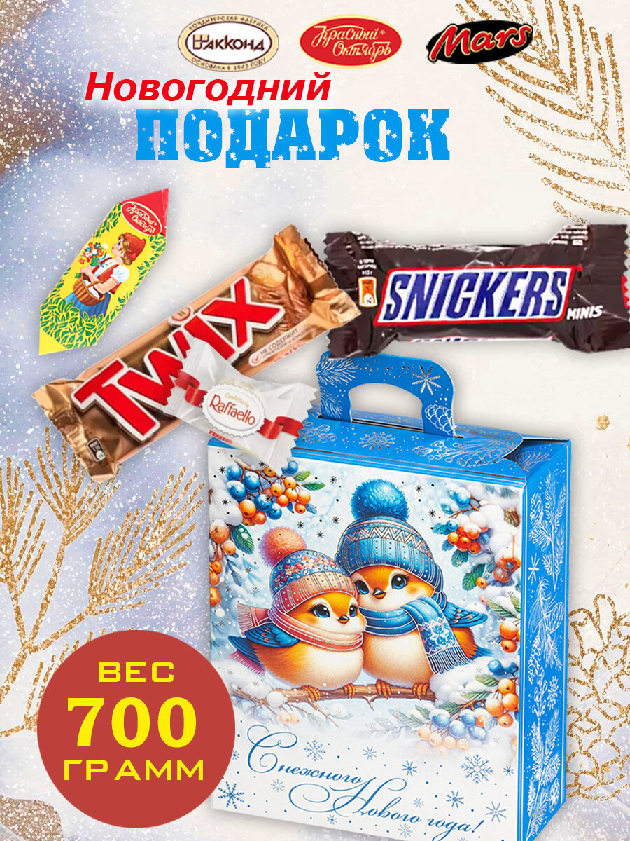 Сладкий новогодний подарок Зимние птицы, 700 грамм, картонная упаковка