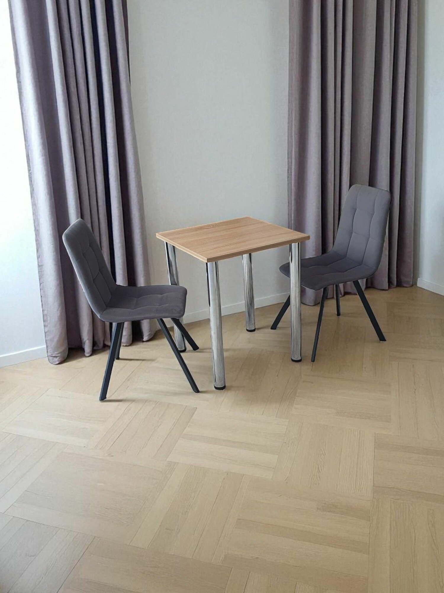 Стол компьютерный/ цвет Дуб Сонома, 60*60 см. Ножки хром.