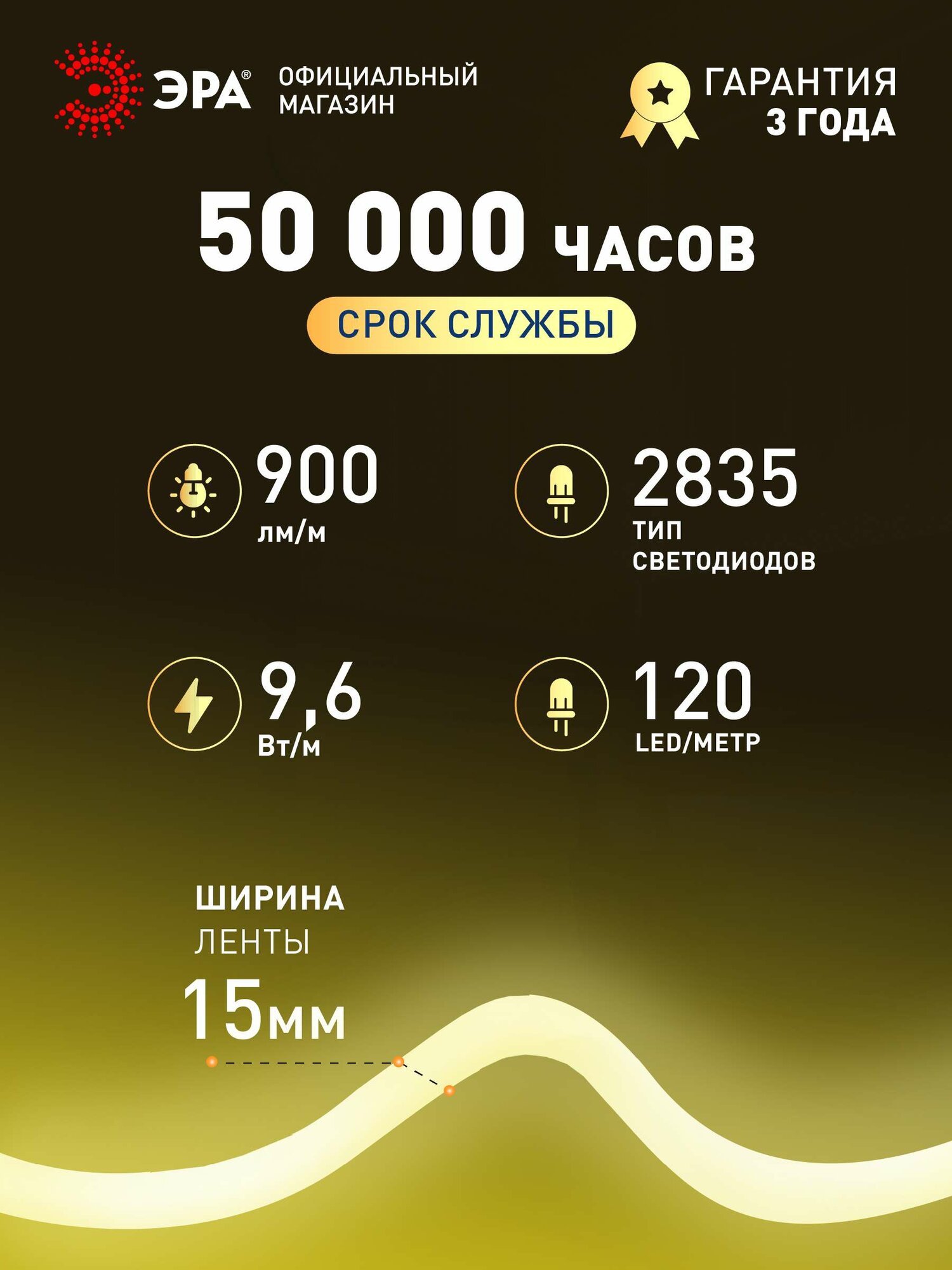 Картинки Светодиодная лента 24v ЭРА 2835 для бани и сауны 5м 9,6w теплый белый свет с блоком питания