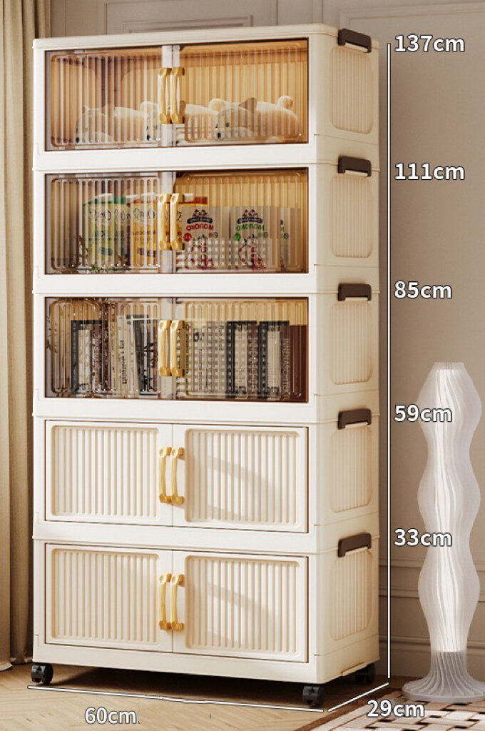 Складной шкаф для хранения вещей большой вместимости, 5 ярусов, 60 × 30 × 137 см