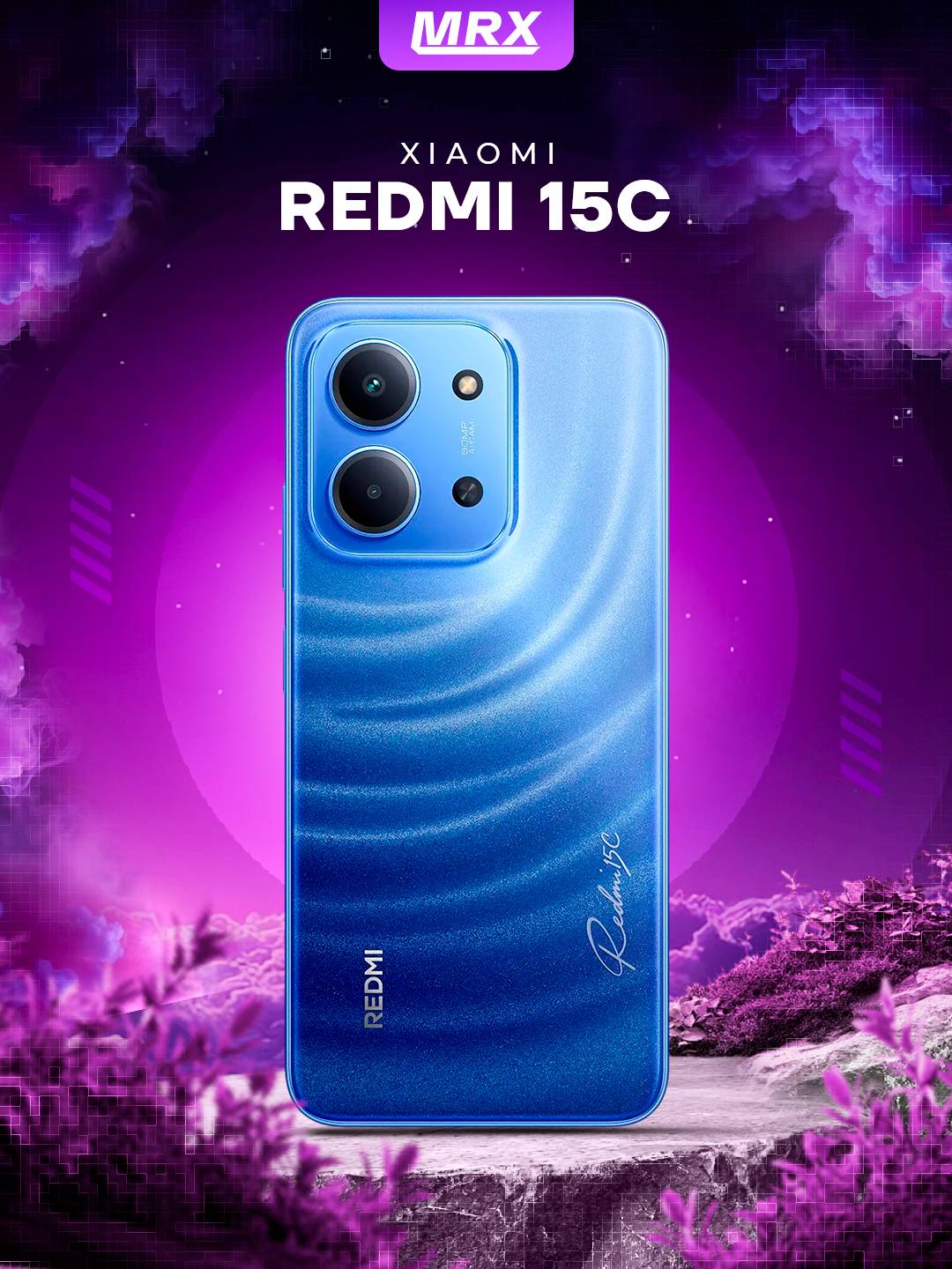 Смартфон Redmi 15C, дисплей 6.9", 8Гб/256ГБ, камера 50Мп, зарядка 33 Вт, синий