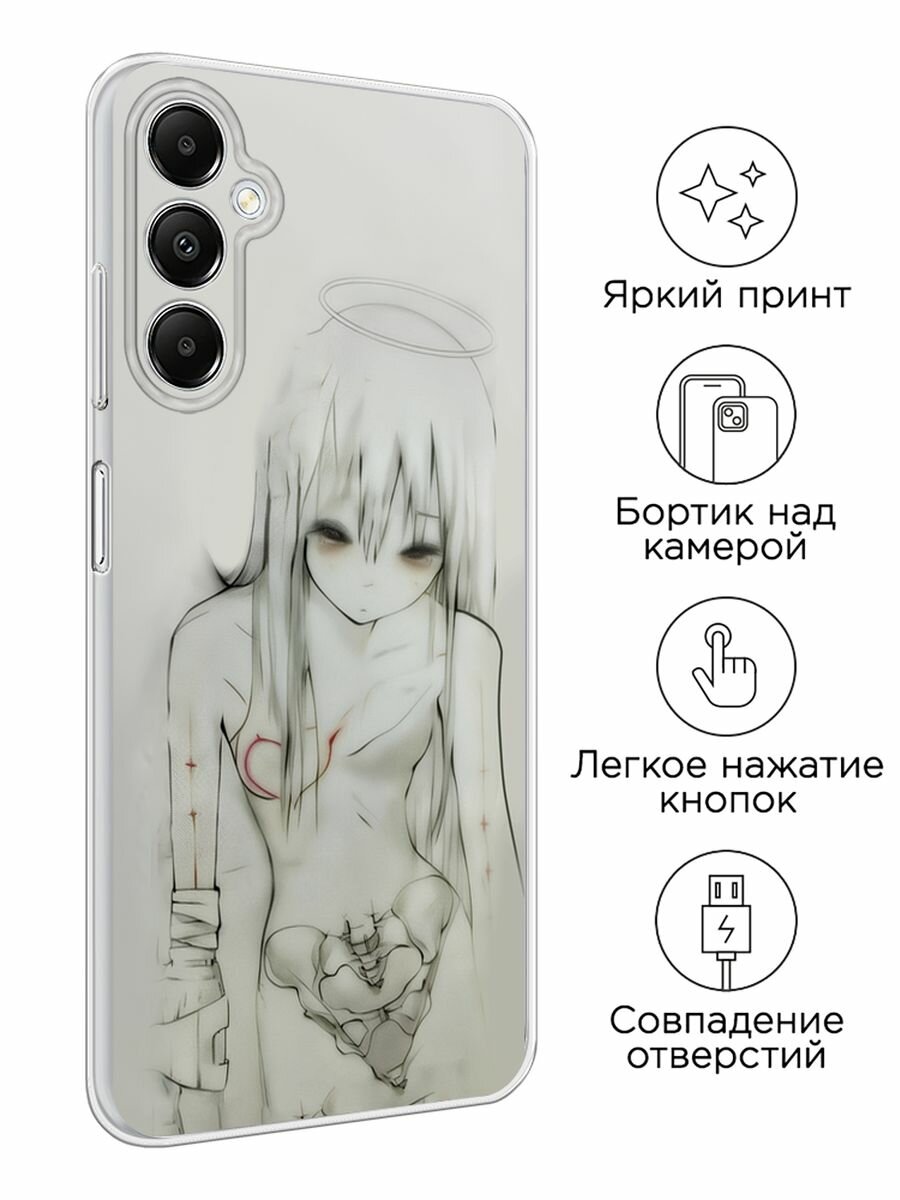 Чехол на Samsung Galaxy A05s / Самсунг Галакси A05s с принтом "Аниме рисунок чёрно-белый" — фото 1